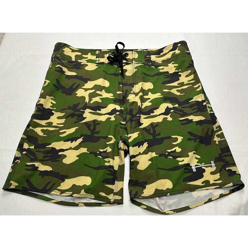 Men's Barbell Apparel Camo Hybrid Board Shorts Size 36 Green/Tan/Black